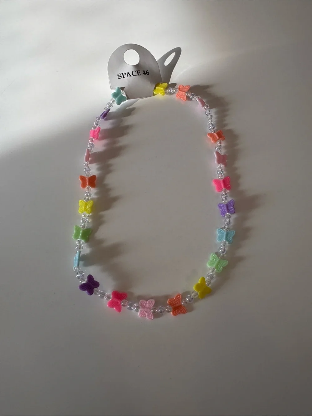 NWT - Kids Multicolor Butterfly Bead Necklace and “love” barette bundle